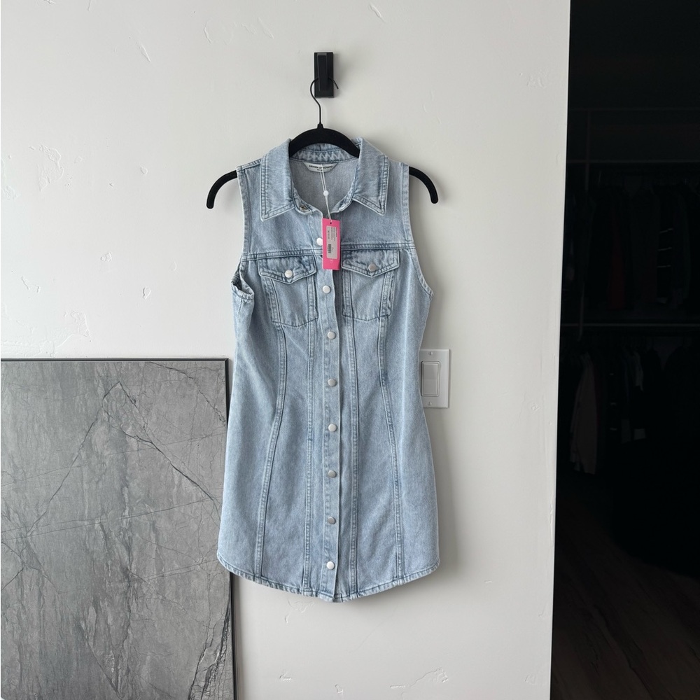 Amanda Uprichard Blue Buttoned Mini Dress
